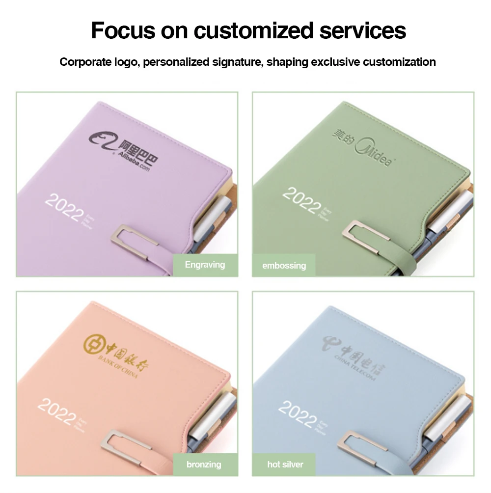 School Supplier Sells 2022 Latest Hardcover Pu Leather Calendar Notepad With Magnetic Buckle And Customizable Logo