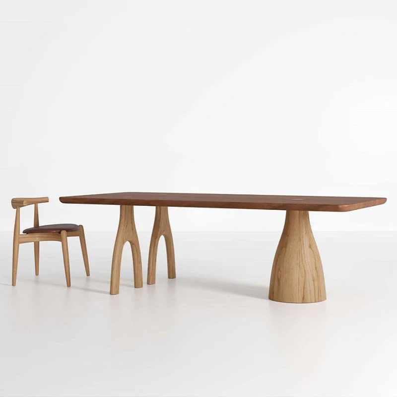 Solid Wood Dining Table Coffee Ash Wood Office Table Meeting Guests Vintage Tree Fork Log