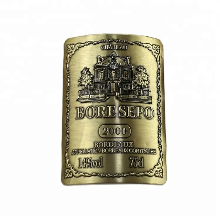 Factory Direct Sale online blan metal christmas wine bottle labels black and gold maker for sale