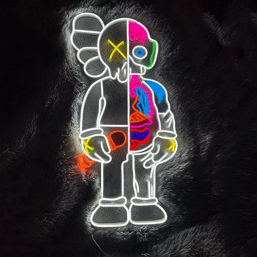 Неоновая вывеска на заказ в виде комиксов kaws уличная мода неоновая настенная декоративная для