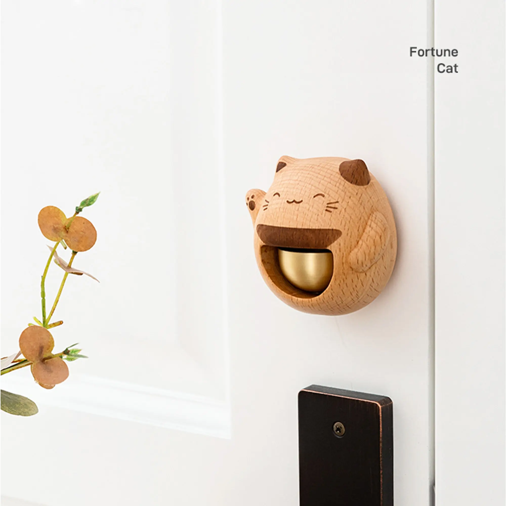 Дверной звонок Lucky Cat, деревянный медный дверной звонок, многофункциональный домашний дверной звонок, всасывающая дверь, наклейка на холодильник, украшения