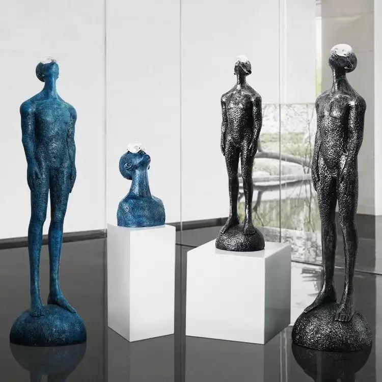Factory Price Fiberglass Resin Abstract Art Figure Floor Lamp Sculpture for Home Decoration
