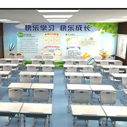 Modern classroom kids drawing table chairs wooden elementary school furniture student study single seater table and chair set