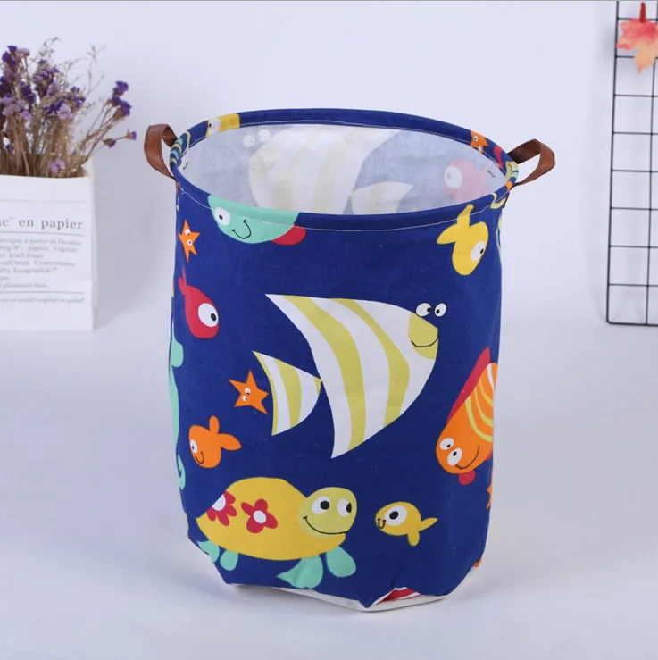 Wholesale European Waterproof Laundry Folding Cartoon Fabric Canvas Kids Basket