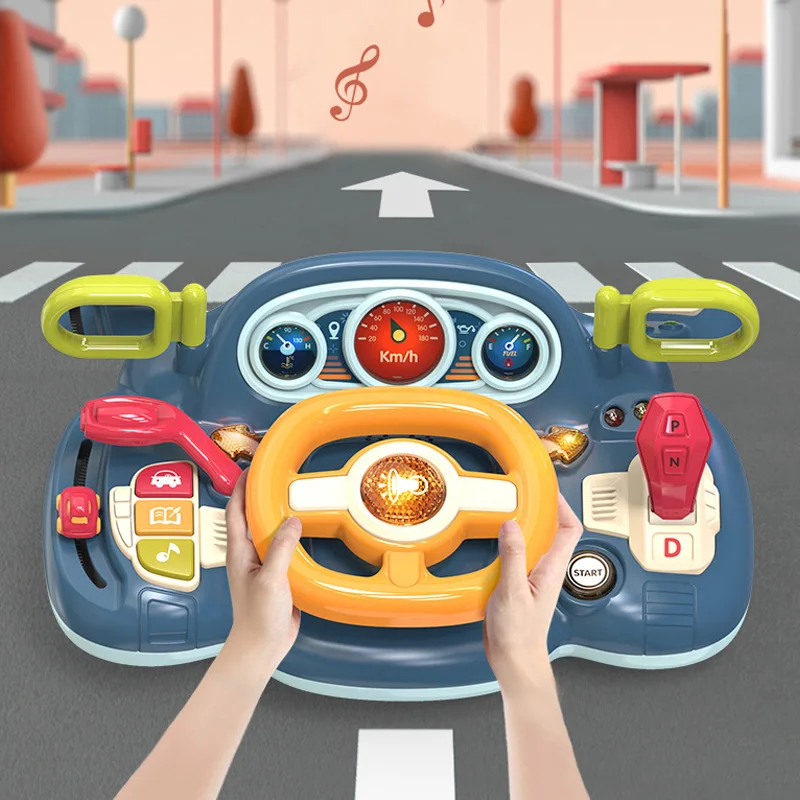 New design baby educational multifunction car steering wheel driving simulation intelligent early education toys for kids