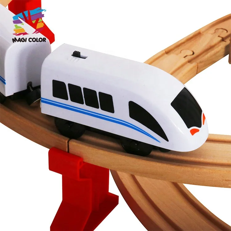 Wholesale funny children wooden electric toy train sets best kids wooden train track toy W04C048