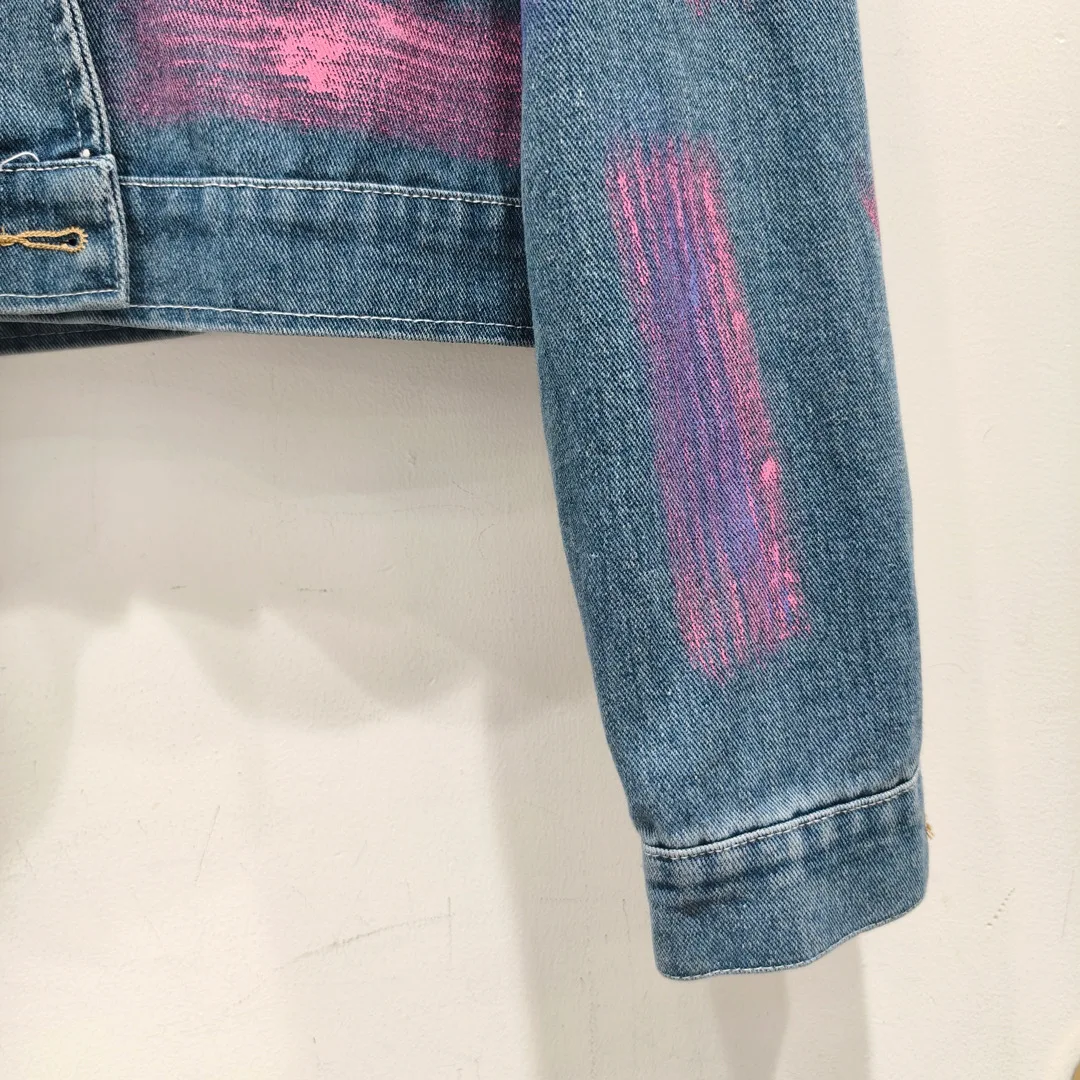 2024 Short Denim Coat for Women Spring Autumn New Beaded High Waist Crystal Jean Jacket Female Slimming Short Denim Jacket