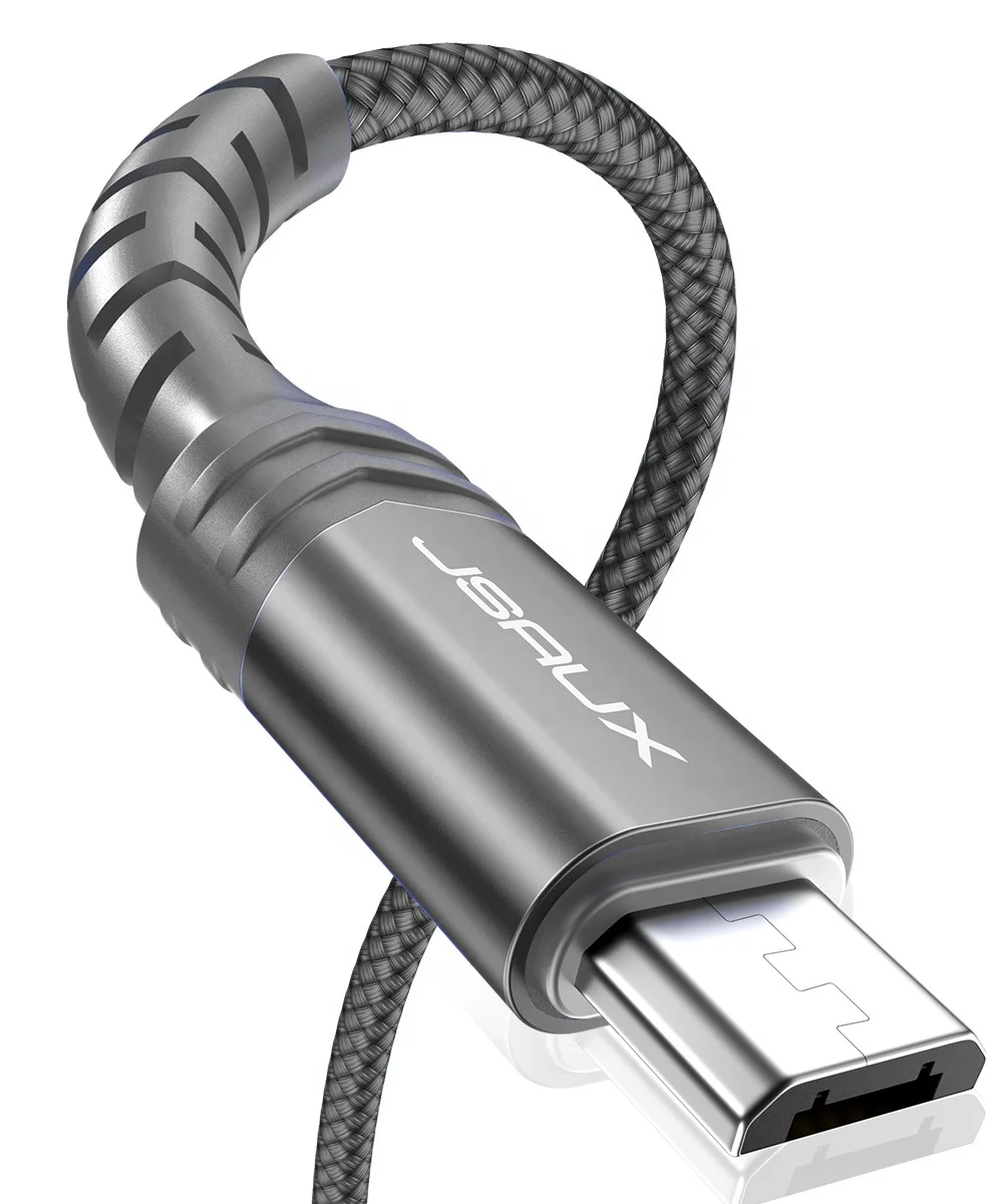Нейлоновый Плетеный зарядный кабель JSAUX для смартфонов серого цвета Micro USB 1 метр