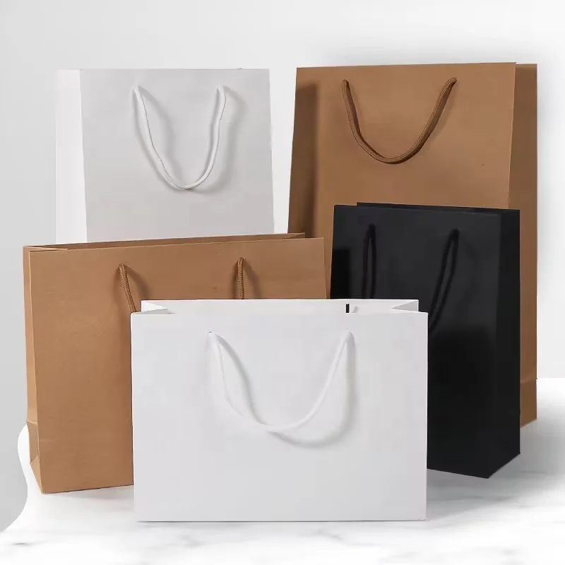 Wholesale Cheap Price Famous Brand Gift Custom Printed Shopping Luxury Black Shoes Clothes Packaging Paper Bags