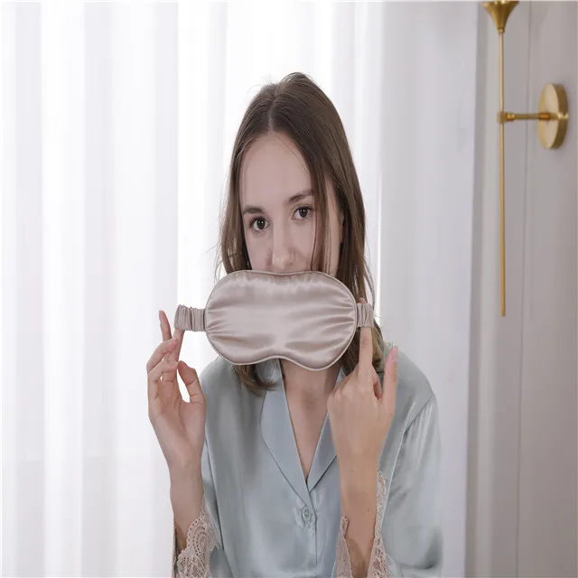 Jili Pink 22MM custom 100% pure mulberry silk sleep eye mask with adjustable strap and bag