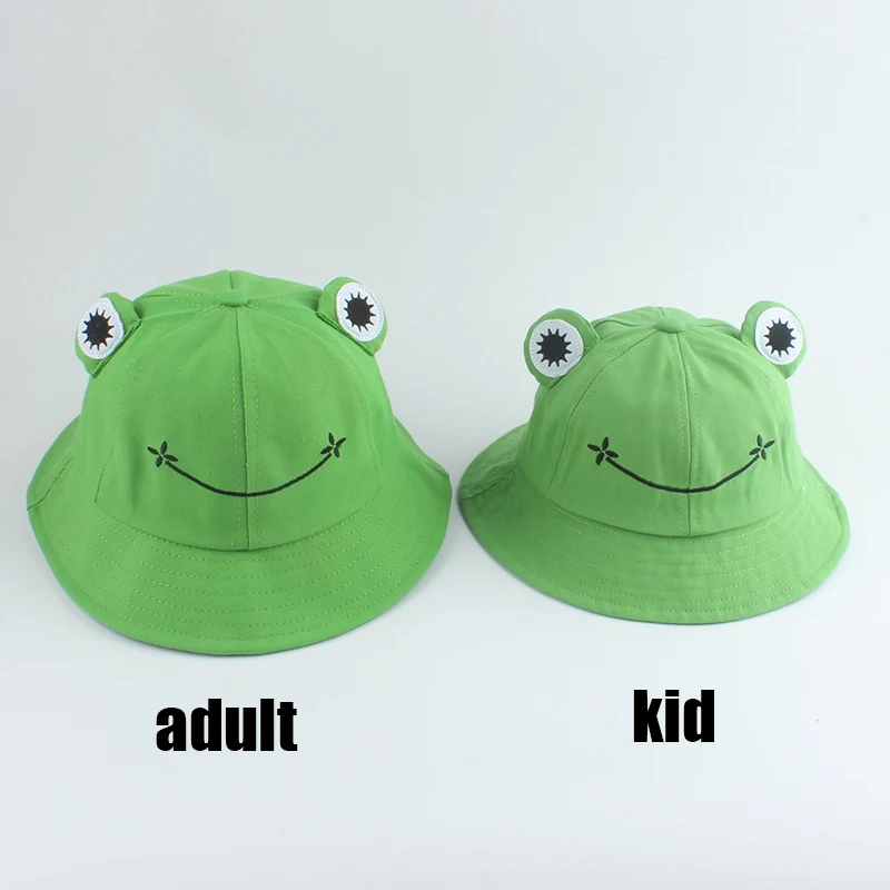 Parent-Kid Cartoon Frog Bucket Hat Panama Fishing Cap Cute Froggy Hat Homme Femme Bob Chapeau Outdoor Sun Fisherman Hat