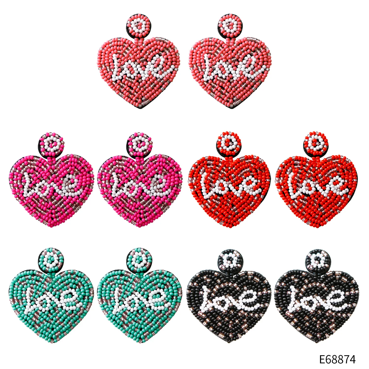 2023 Hot Selling Seed Bead Boho Tassel Earring Heart Shape Rainbow Miyuki MultiColor Earring For Women