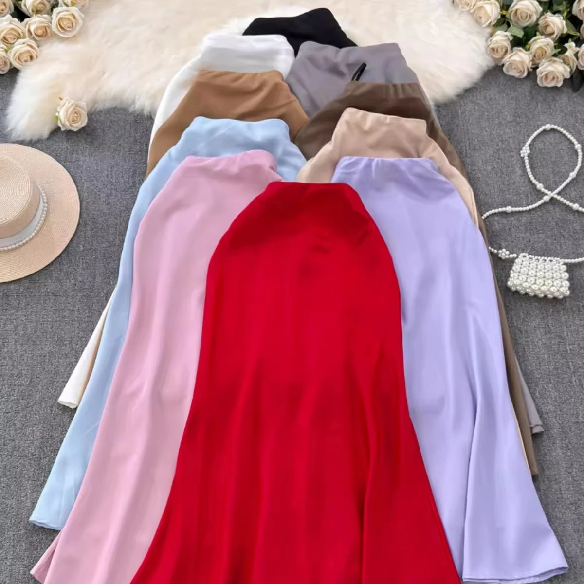 S-2XL юбка высокого класса Женская с высокой талией средней длины модная универсальная