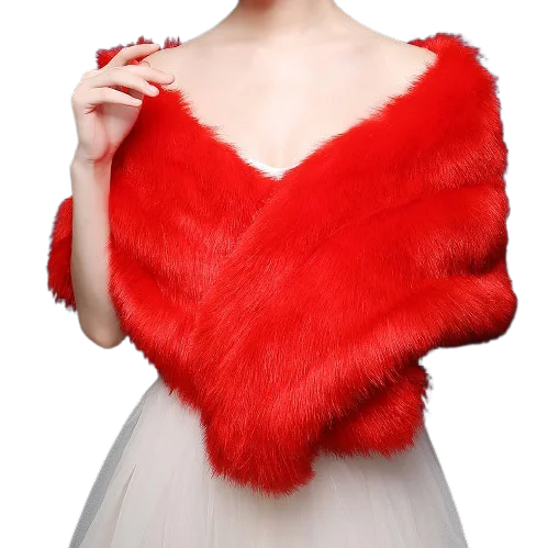 Jtfur Winter long-sleeved warm fur coat jacket wedding dress accessories bridal shawl