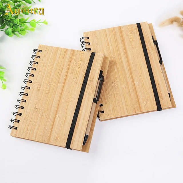 New Design Custom Recycled ECO Friendly Bamboo Notebook 70 Sheets Lined Notebook With Pen