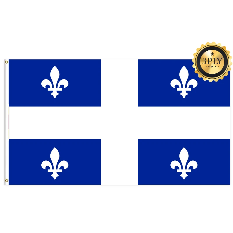 Wholesale 3x5ft Quebec flags 68D/100D polyester Customize all nations rapid shipping Reliable supplier  fast delivery