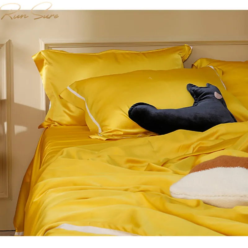 
Real 100 pillow case and bed sheet oekotex silk beauty bed cover silk bedding set children 