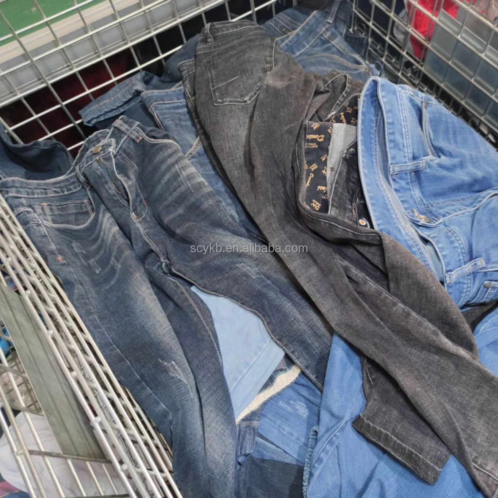 C14 Used clothes jeans in bales pretty color wholesale mixed color in bale second hand assorted bulk for men pants