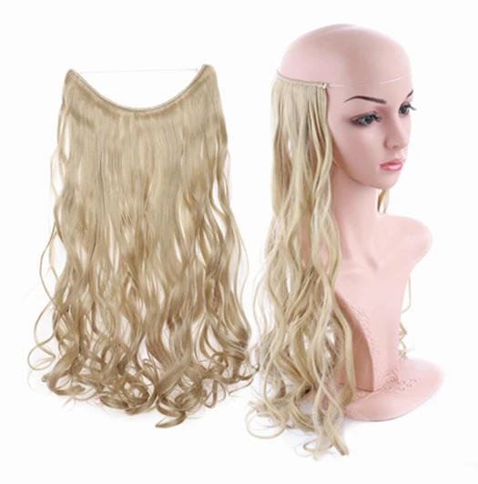 
Wholesale Straight wave curly 24inch 120g synthetic halo hair extension synthetic hair weft types of synthetic hair extension 