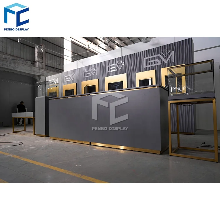 Дизайн интерьера ювелирного магазина на заказ круглый квадратный угловой стеклянный Витринный Шкаф для витрины для Золотого магазина