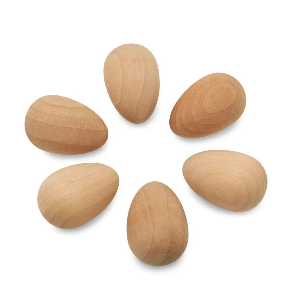 1-5/8 inch wooden Easter eggs hand carved unfinished Easter eggs small wooden eggs for crafts