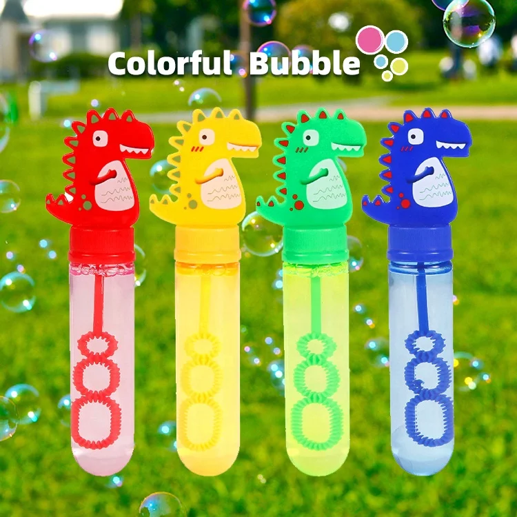 Kids summer outdoor toy Cartoon mini dinosaur bubble wands colorful animals bubble toys