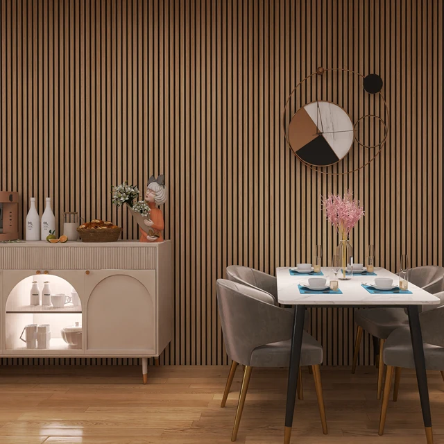 KASARO Office Studio Akupanel Wooden Polyester Fiber Acoustic MDF Slat Wall Panels