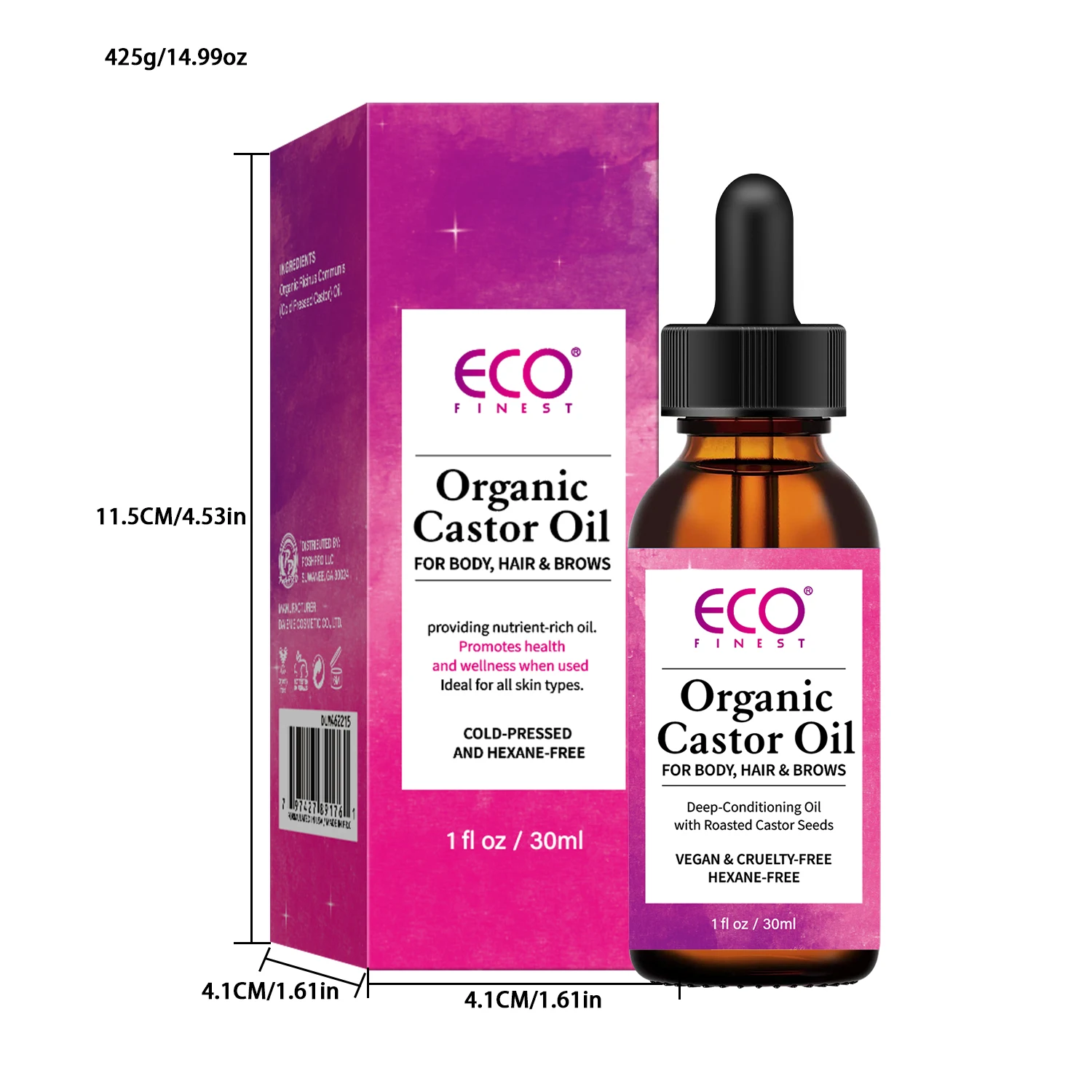 100% натуральное органическое касторовое масло холодного отжима для волос ресниц и бровей-462215