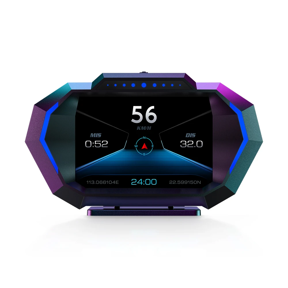 Multiple Languages Smart HUD P24 OBD2 GPS Turbo Pressure Speedometer Gauge scanner Head Up Display