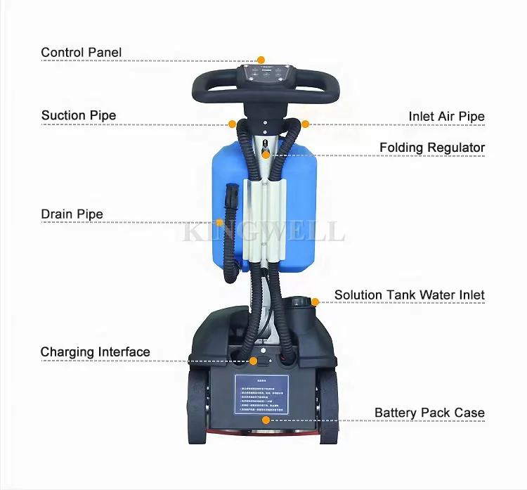 New Design Multi Functional Small Double Disc Walk Behind Push TYPE Scrubber Floor Scrubber Machine