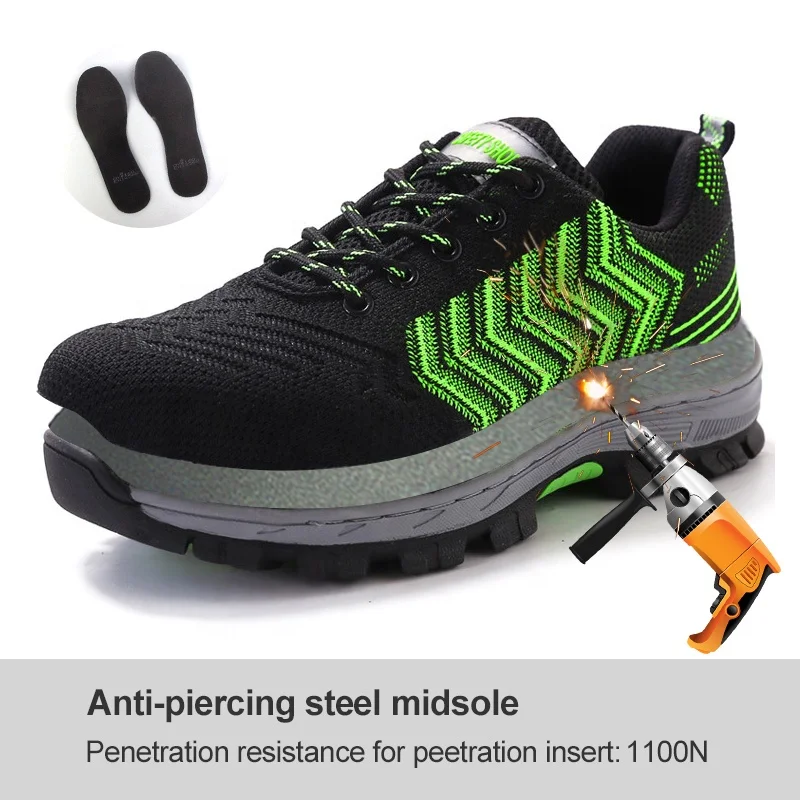 Super Light Weight Steel Toe Anti Smashing Slip Resistant Factory Kitchen Construction Safety Shoes Breathable Net Boots