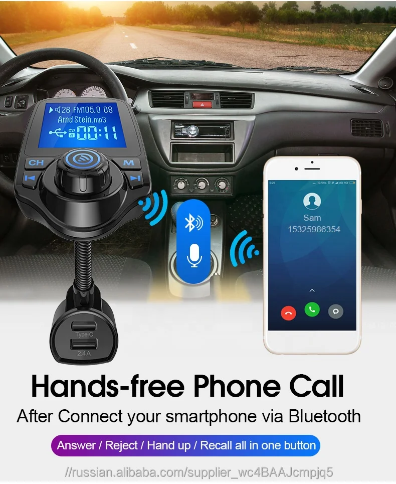 AGETUNR T10C bluetooth Автомобильный fm-трансмиттер карта micro SD USB Type-C зарядки hands-free car kit mp3 плеер дисплей