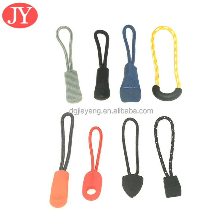 custom new design nice price rubber zipper puller custom jacket pvc zipper drawstring puller slider zipper for handbag hardware