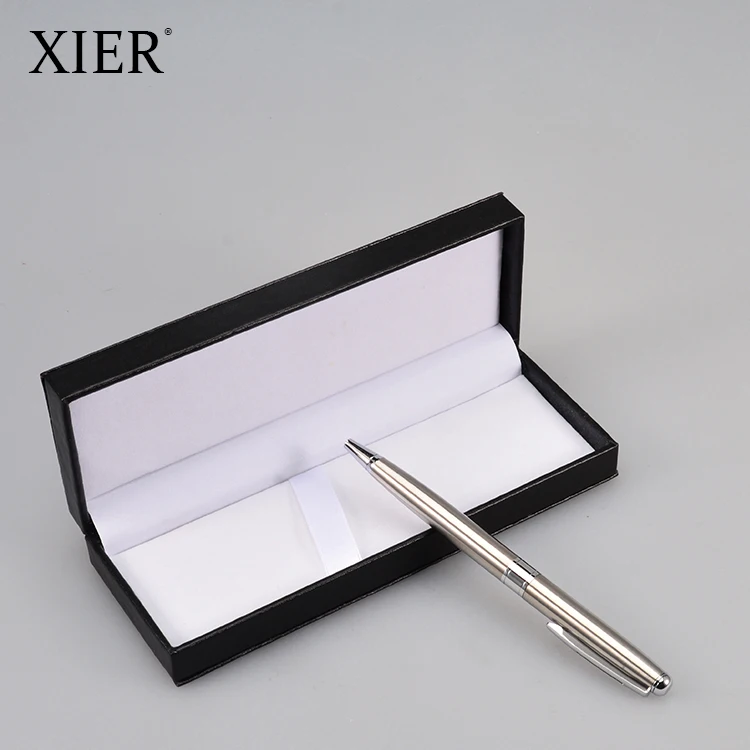 Hot Sale PU Leather Plastic Business Advertising Gift Pen Box + Metal Roller Pen Set Can Be Customized Logo