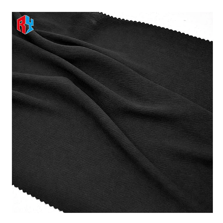 Premium tik tok black abaya fabric 100% polyester crepe fabric for Muslim abaya women dress
