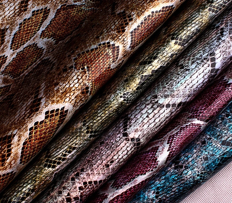 Pearlescent laser python Snake Grain PVC Faux Leather Fabric Bag Belt Shoe DIY Sewing Material