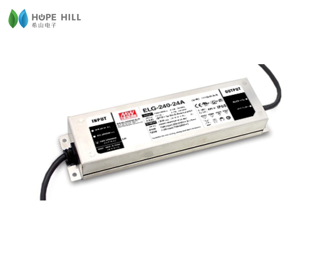 Оригинальный бренд MEAN WELL представляет ELG-240-24 240W 24V постоянное напряжение + светодиодный драйвер постоянного тока питания с одним выходом, с цифровым адресным интерфейсом импульсный источник питания светодиодного табло