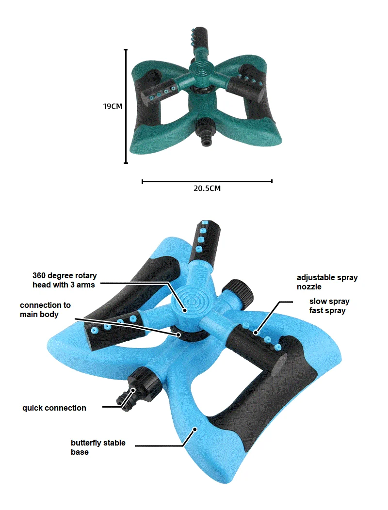 Manufacturer Plastic 360 Automatic Rotary Water Sprinkler Lawn Garden Sprinkler