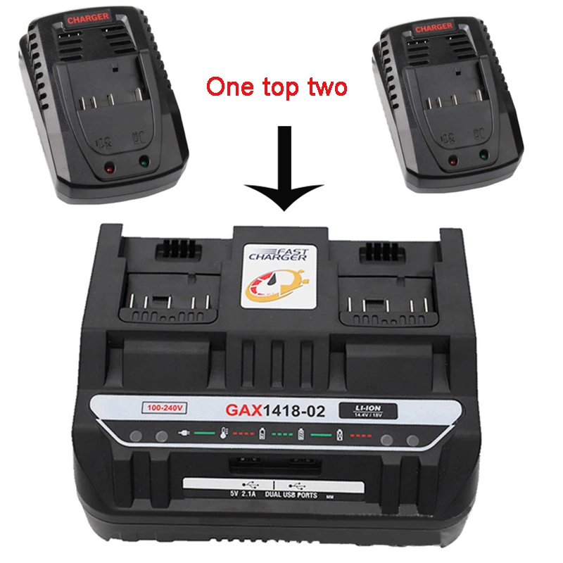 Двойной слот зарядное устройство 4A для Bosch 14,4 V-18V батарея BAT618 BAT614 BAT609 GAX1418-02 зарядное устройство для Bosch электроинструменты