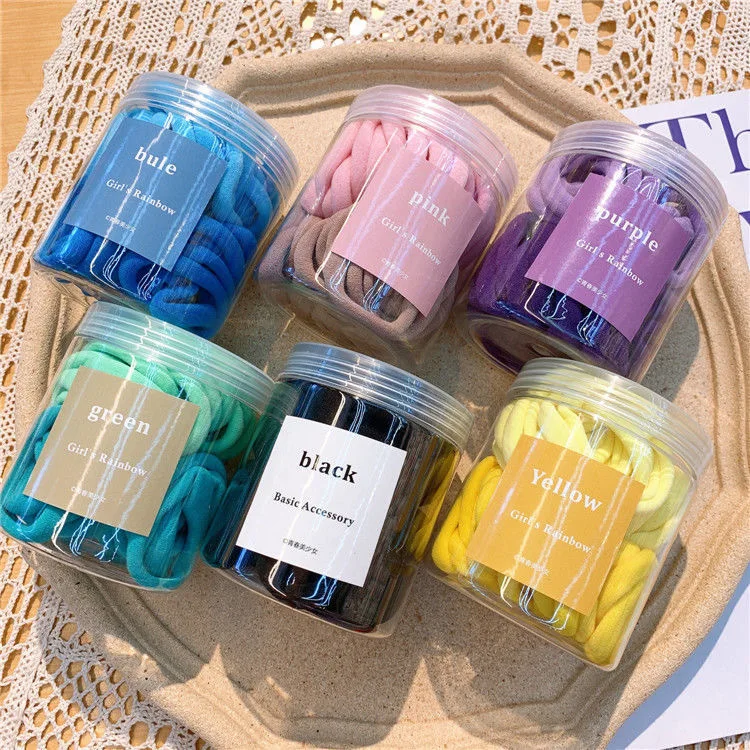 
50pcs/box Kids Hair Rope Accessories Scrunchies Elastic Hair Bands Girls decorations Headbands Rubber Band Gum 