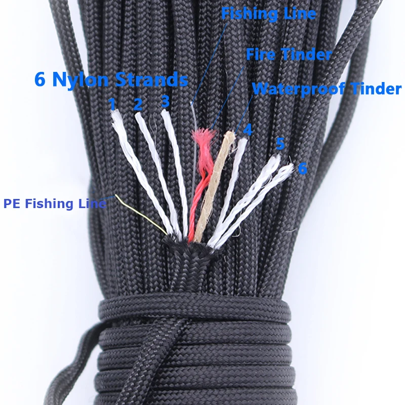 100 Feet Outdoor Survival Nylon Rope Parachute Cord for Camping, Hiking, Backpacking and Paracord Crafting