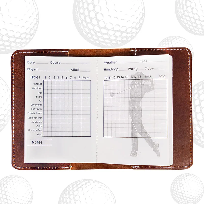 Refillable Golf Scorecard Book Cover Leather Golf Yardage Book Scorecard Holder
