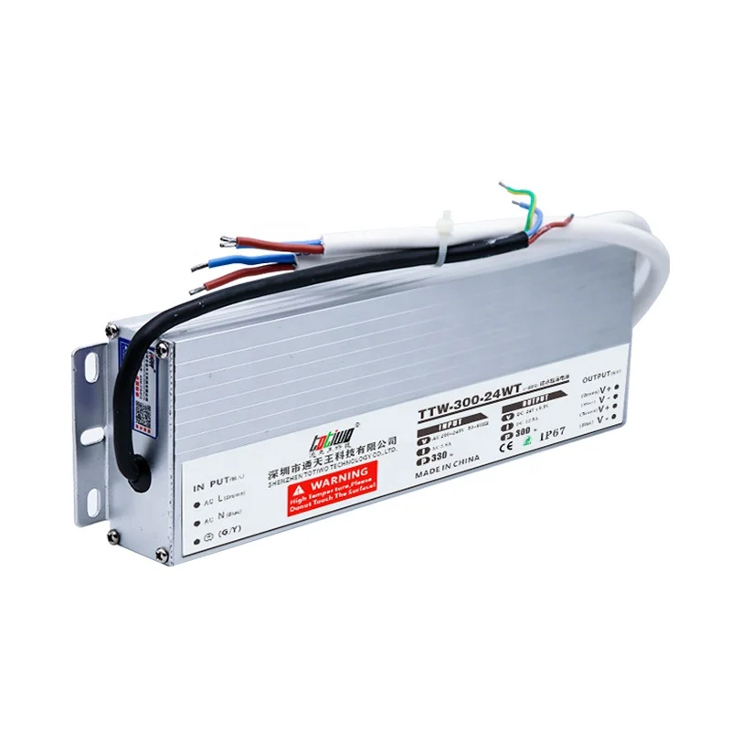 Ultra Thin Slim DC 12V 25A 300W Waterproof IP67 Switching SMPS LED Driver Power Supply