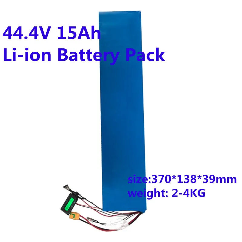 Rechargeable 44.4V 15Ah Lithium Ion Battery With BMS 12S 18650 Li-ion Cell For E-Longboard Skateboard Surfboard +2A Charger