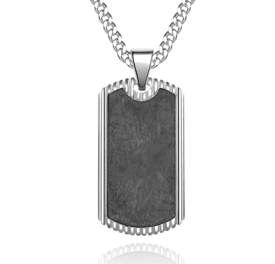 Fashion cool men black titanium carbon fibre 316 stainless steel dog tag