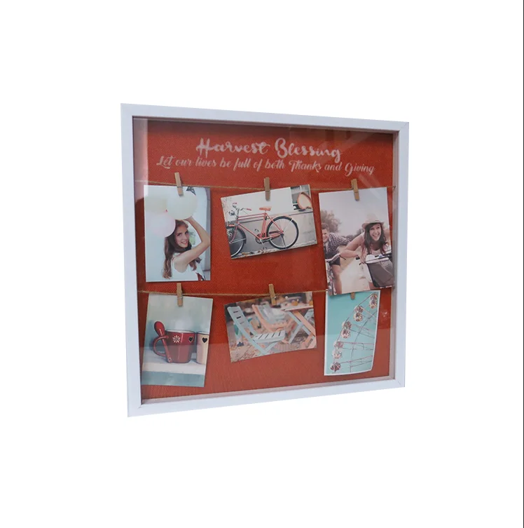 Fashionable High Quality Background Linen 6 Clip DIY White Environmental Protection Plastic Photo Frame