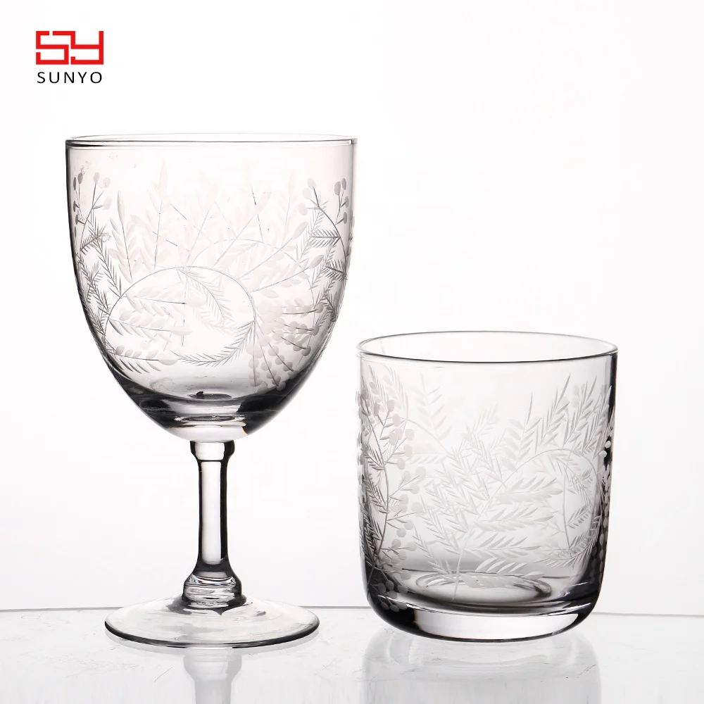 11oz Handblown Fashion Clear Engraved Custom Drinking Water Glass