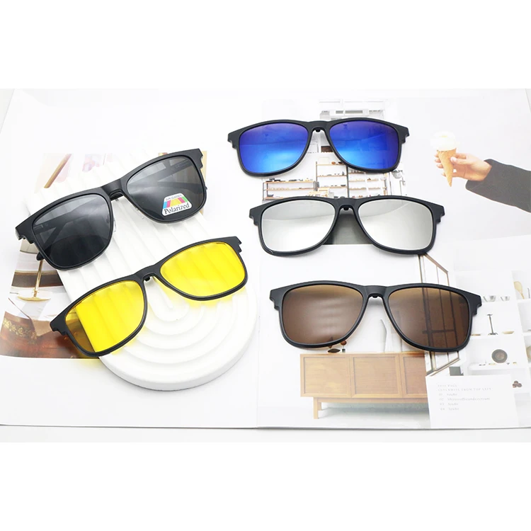 Fashion Men Women 5 in 1 Magnetic Clip on Sunglasses Polarized UV400 Protection Spectacle Frames Eyewear Sunglasses