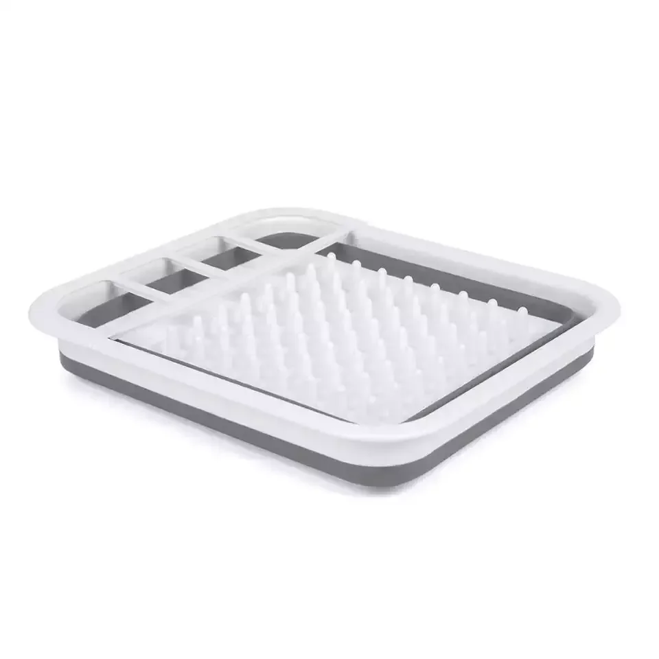 Home Organizer Grey/White Collapsible Drying Dish Drainer Rack Kitchen