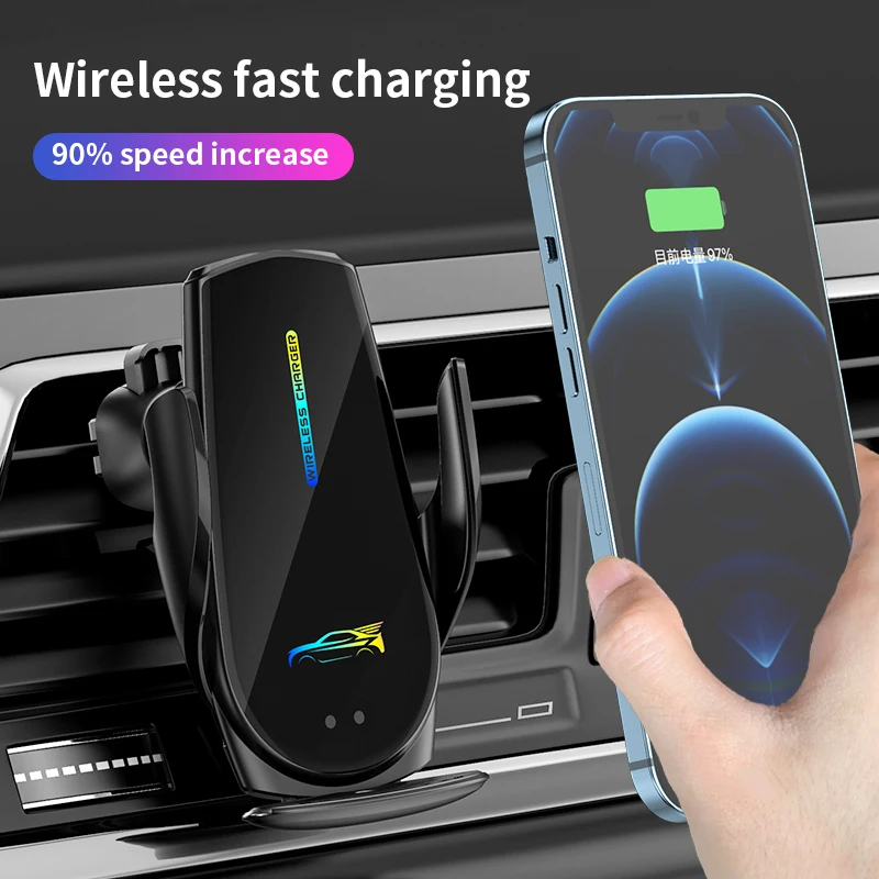 2022 New 15W Qi Fast Automatic Mount Car Wireless Charger Universal Smart Sensor Phone Charger Holder